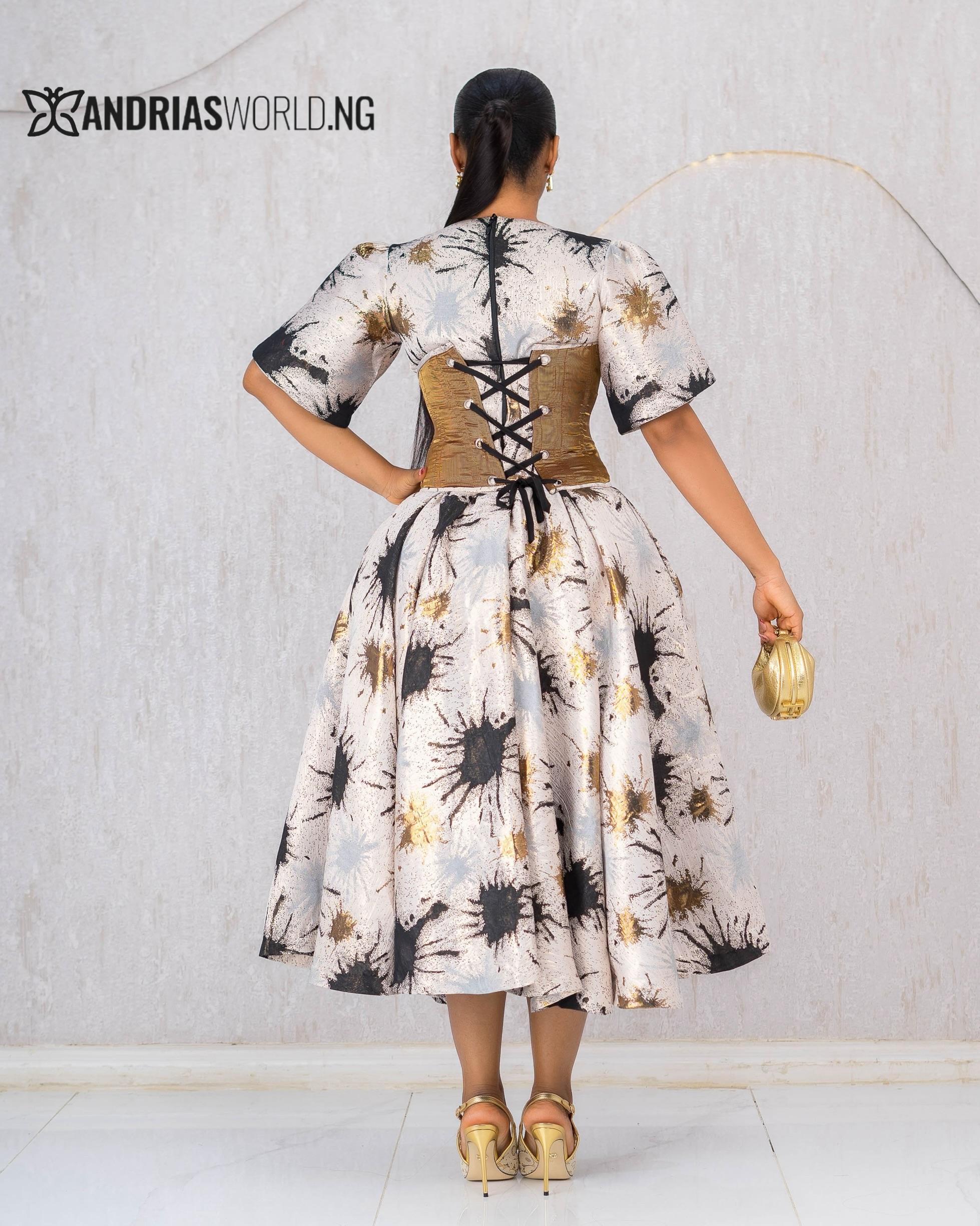 TWO PIECE GOLD AND BLACK CORSET DRESS TWO PIECE GOLD AND BLACK CORSET DRESS