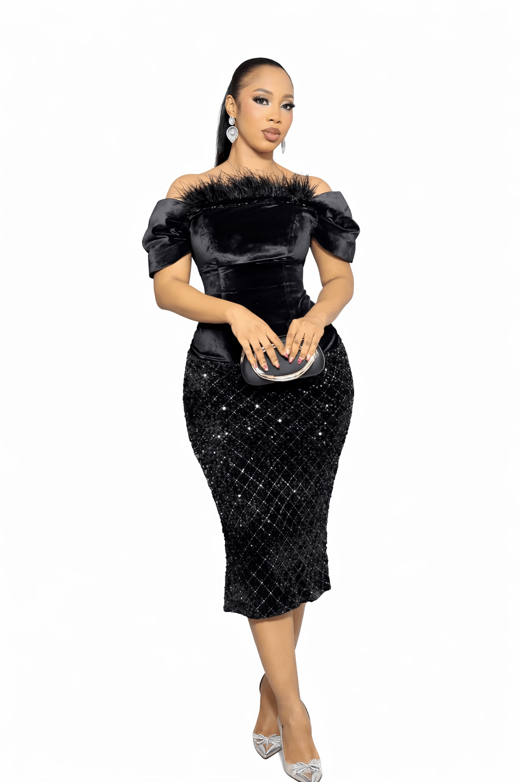 BLACK VELVET CORSET DRESS WITH FEATHERS BLACK VELVET CORSET DRESS WITH FEATHERS