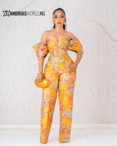 MUSTARD DAMASK CORSET AND TROUSER SET