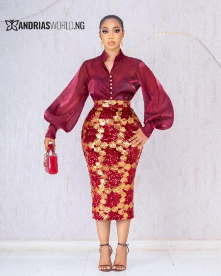 BURGUNDY TOP AND SEQUN SKIRT SET BURGUNDY TOP AND SEQUN SKIRT SET