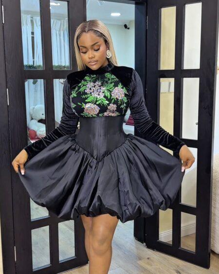 MULTICOLORED FLORAL CORSET BUBBLE DRESS