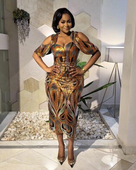 MULTICOLORED SEQUIN CORSET DRESS WITH CAPE