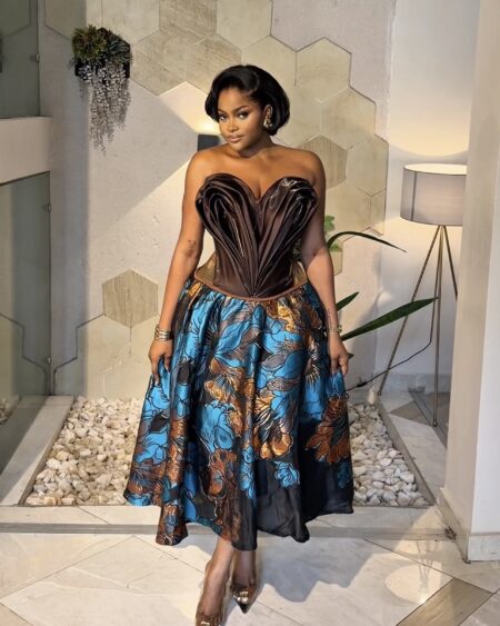 BROWN CORSET TOP WITH DAMASK SKIRT BROWN CORSET TOP WITH DAMASK SKIRT