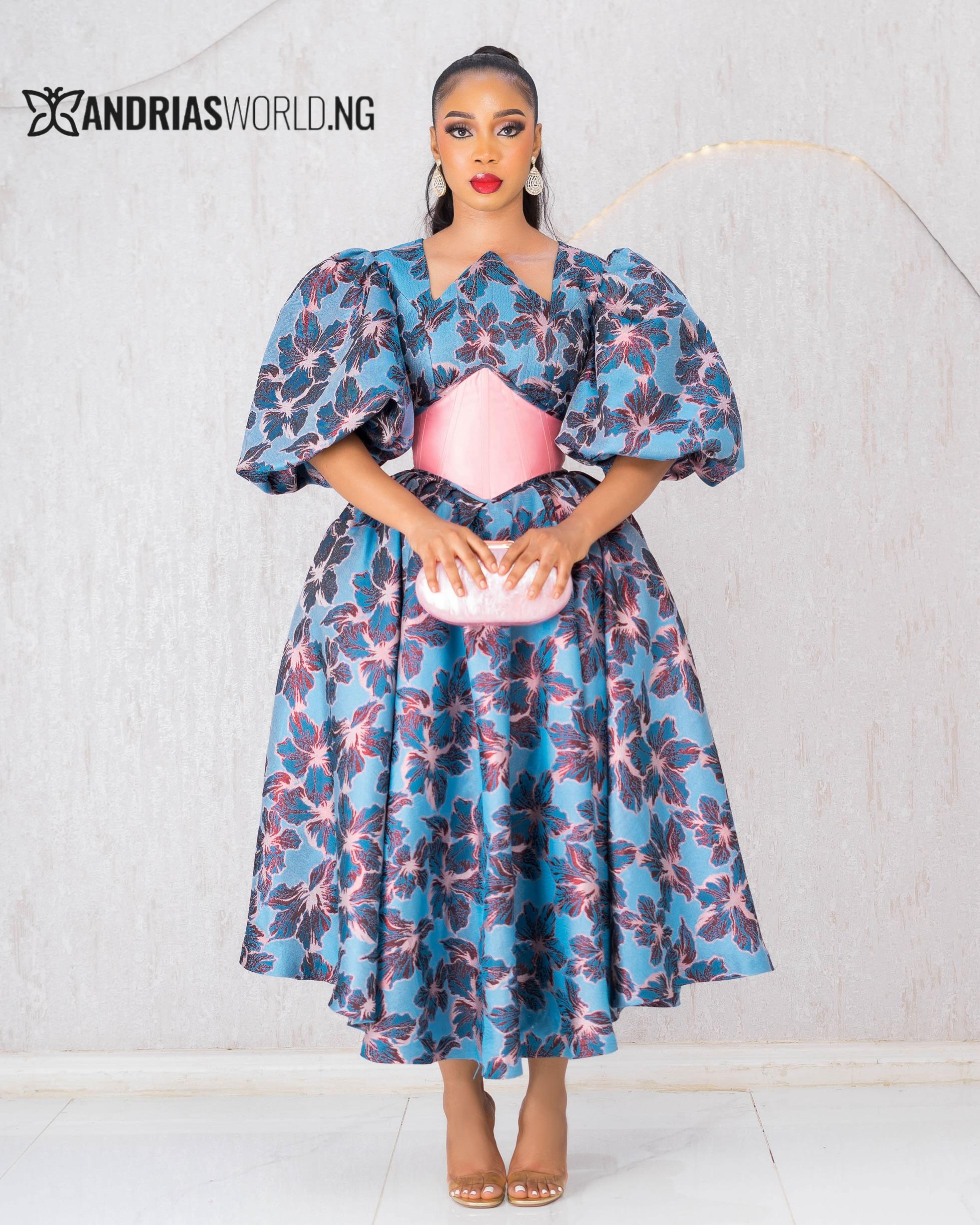 BLUE AND PEACH FLORAL CORSET DRESS BLUE AND PEACH FLORAL CORSET DRESS