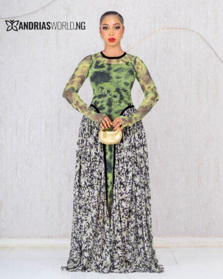 GREEN MESH MAXI DRESS WITH INNER