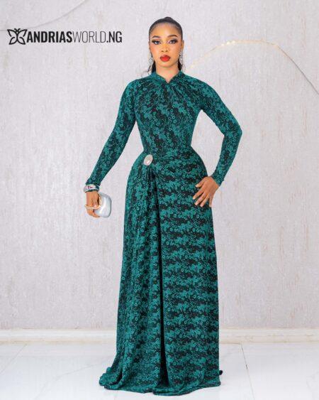 GREEN LONG SLEEVES MAXI DRESS