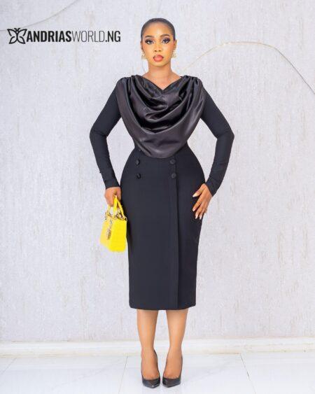 Black Cowl-Neck Midi Dress Black Cowl-Neck Midi Dress