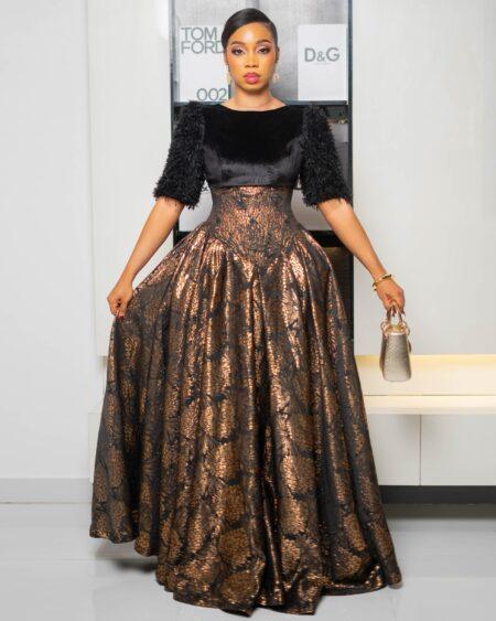 Gold Damask Maxi Dress with Velvet