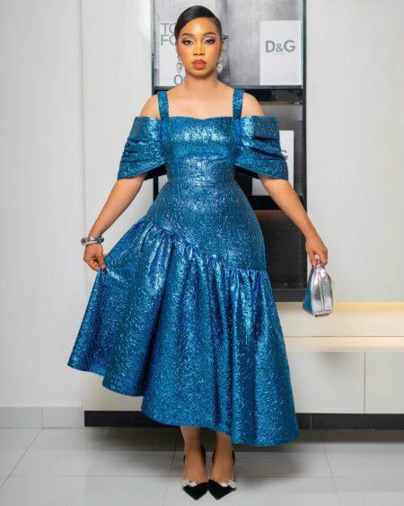 Blue Shimmer Damask Dress