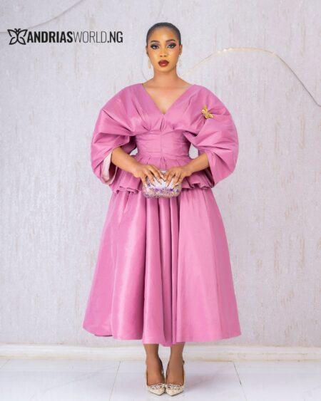Peach Taffeta Peplum Skirt Set