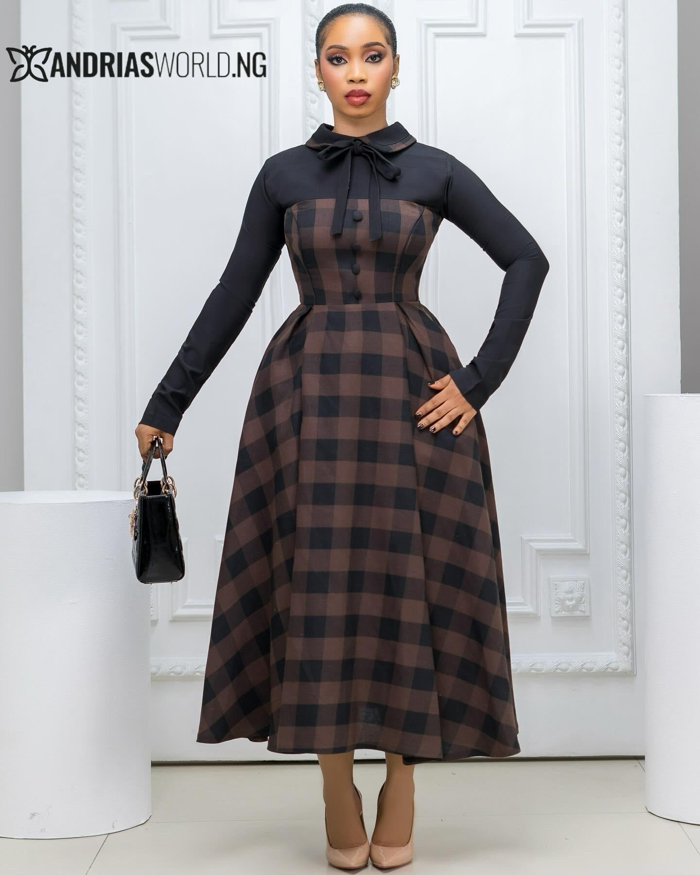 Black and Brown Check Skater Dress Black and Brown Check Skater Dress