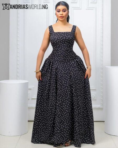 Black Polkadot Maxi Sleeveless Dress