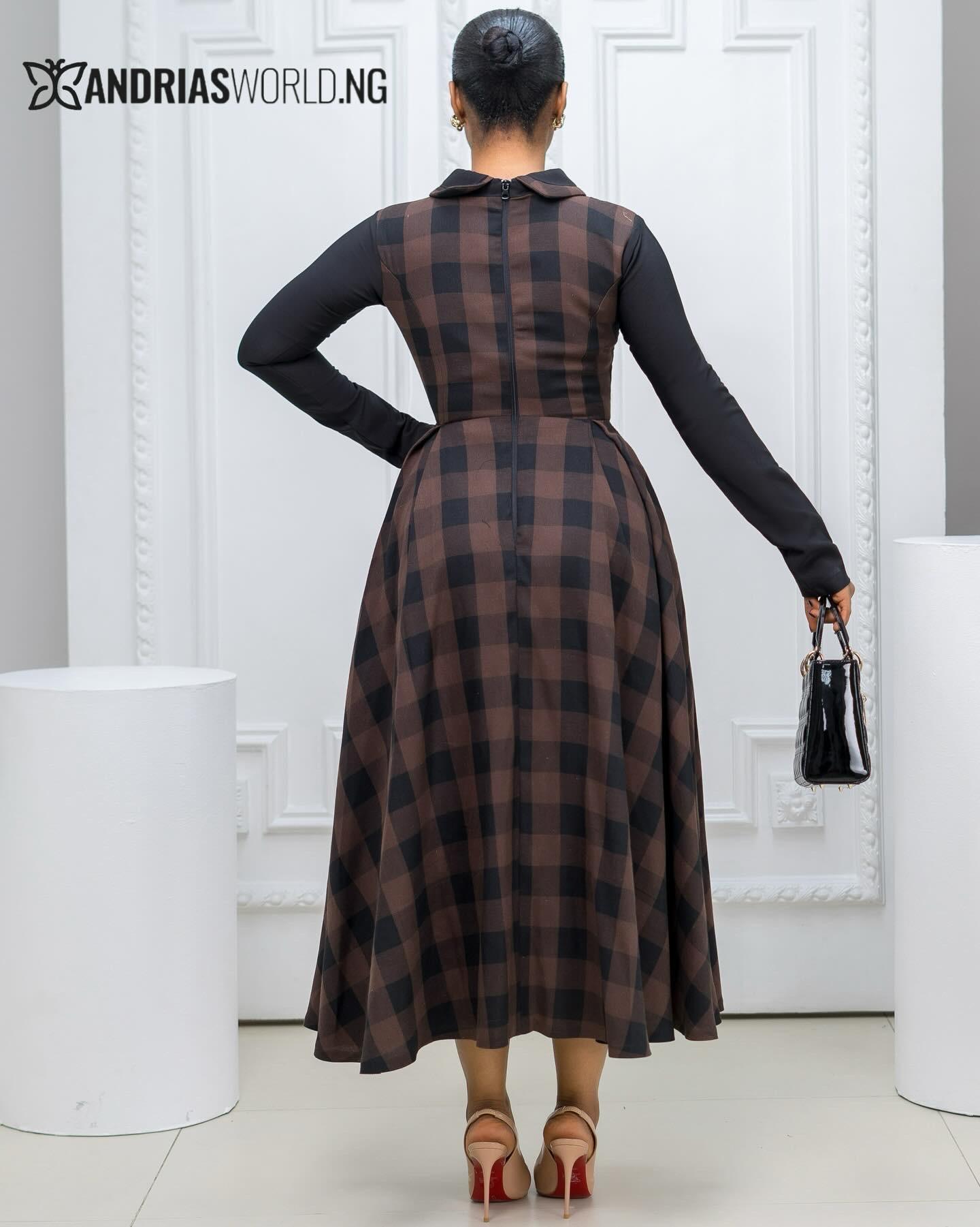 Black and Brown Check Skater Dress Black and Brown Check Skater Dress