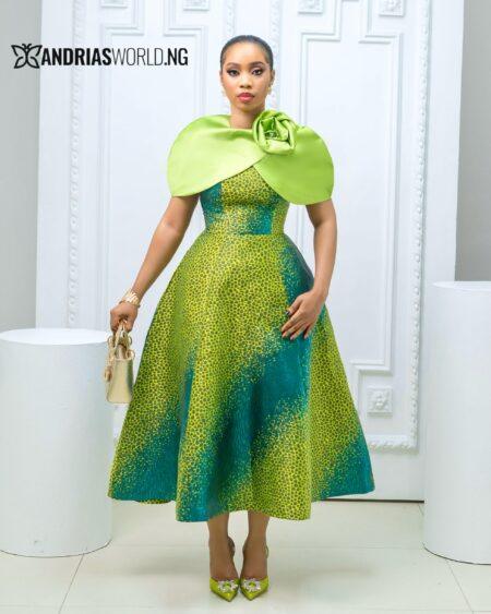 Two Piece Olive Damask Dress with Detachable Cape