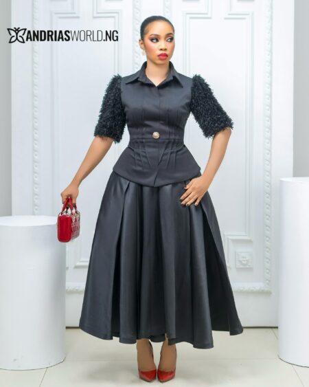 Black Scuba Top with Mikado Skirt