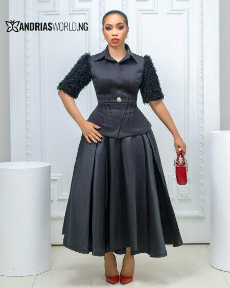 Black Scuba Top with Mikado Skirt