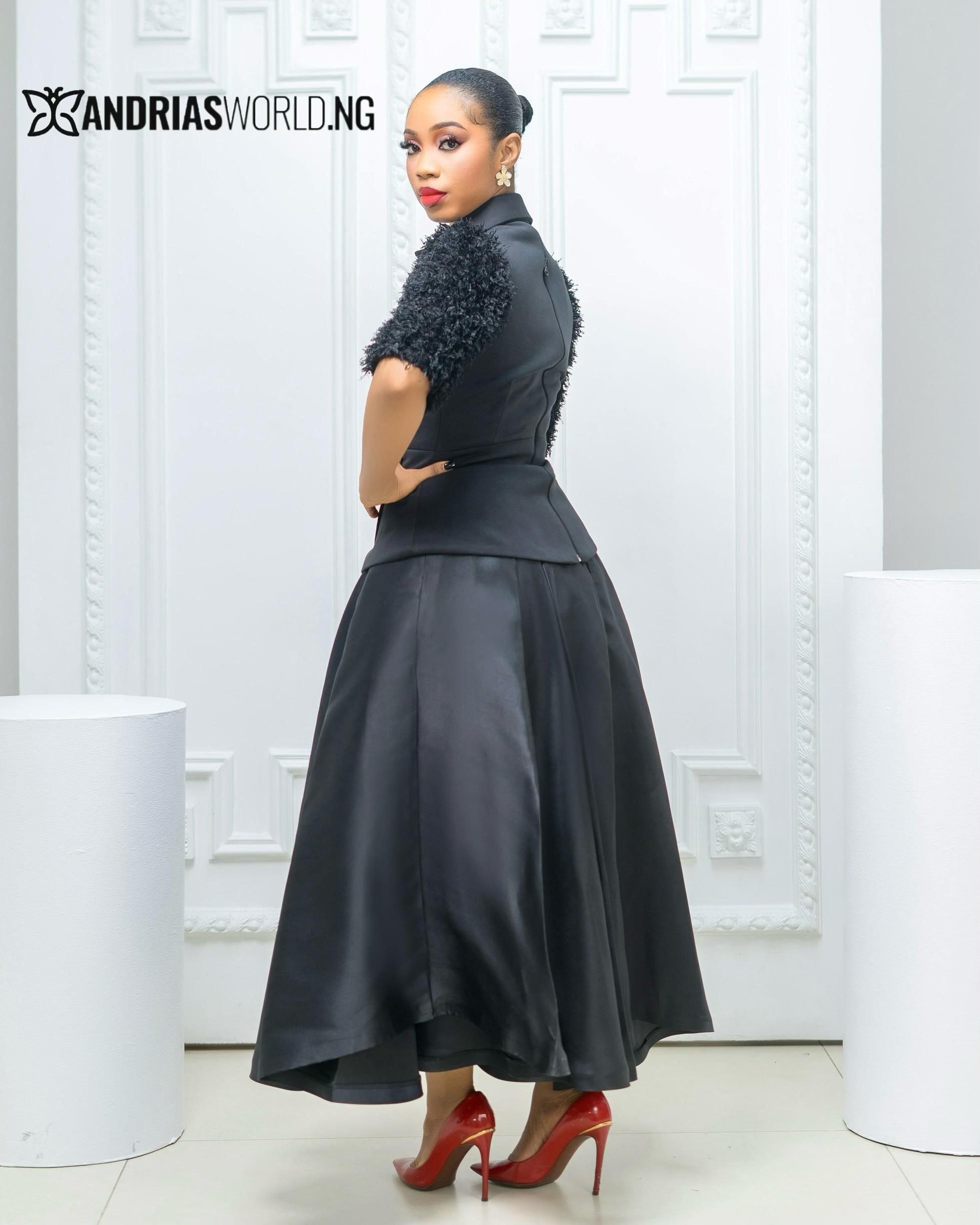 Black Scuba Top with Mikado Skirt Black Scuba Top with Mikado Skirt