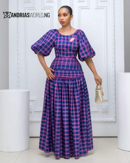 Pink and Navy blue Maxi Dress