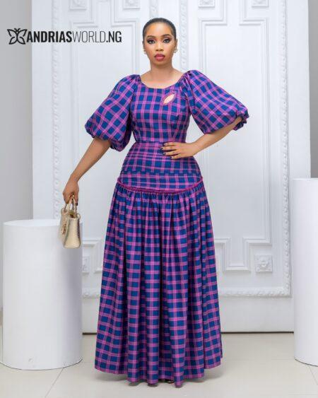 Pink and Navy blue Maxi Dress