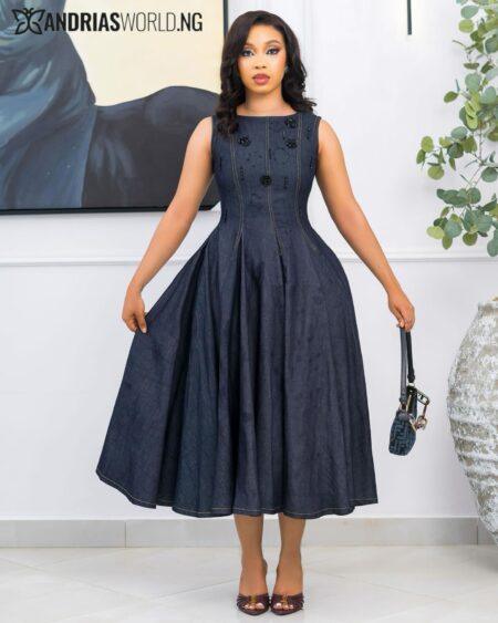 Blue Denim Sleeveless Dress