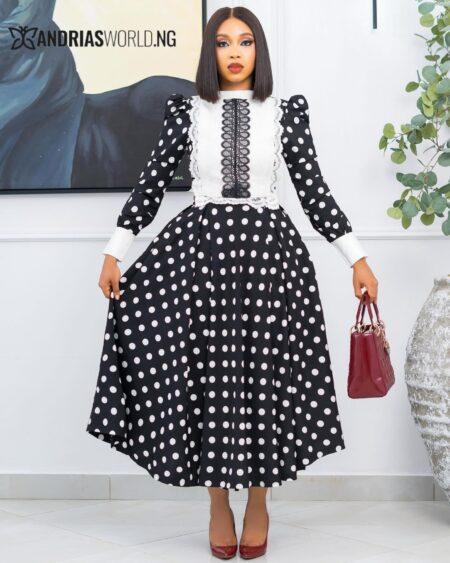 Black and White Polkadot Skater Dress