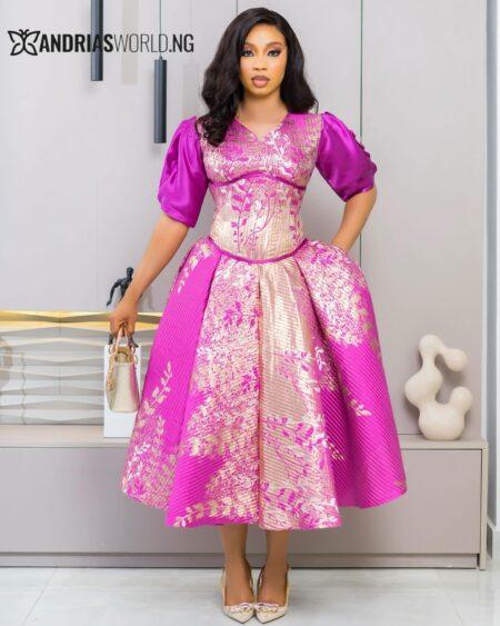 Purple and Gold Damask Dress with Detachable Corset