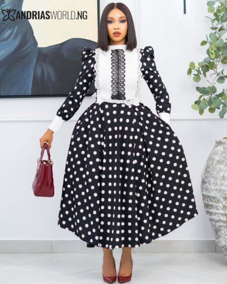 Black and White Polkadot Skater Dress