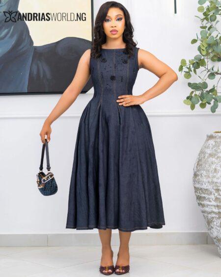 Blue Denim Sleeveless Dress