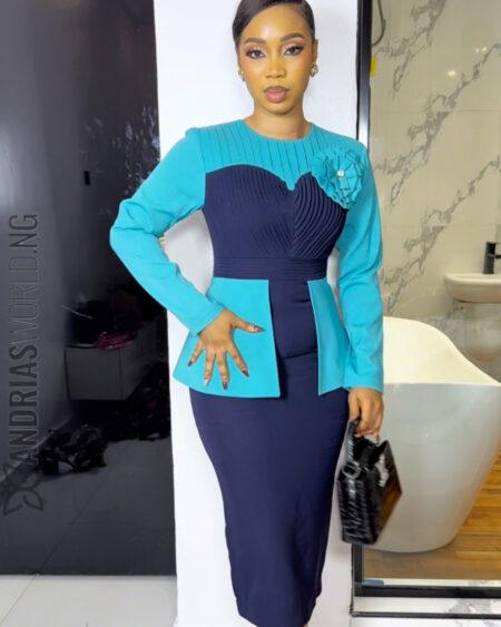 Blue and teal pleated dress Blue and teal pleated dress