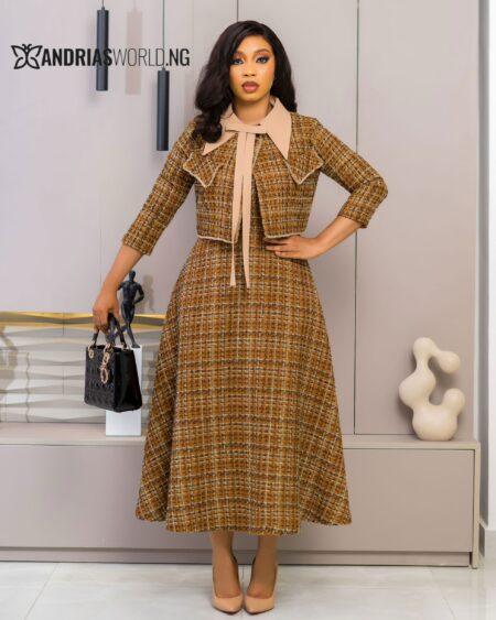 Brown Tweed Two piece Dress