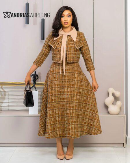 Brown Tweed Two piece Dress