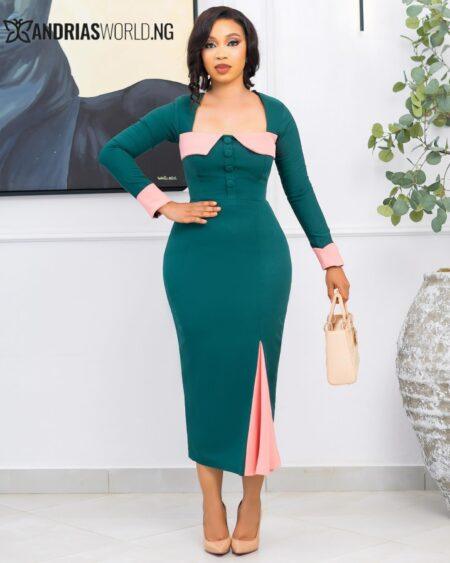 Green and Peach Midi Dress (PRE-ORDER)