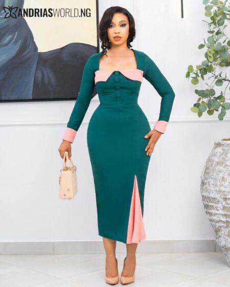 Green and Peach Midi Dress (PRE-ORDER)