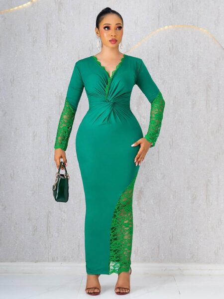 Green Knot Dress With Lace