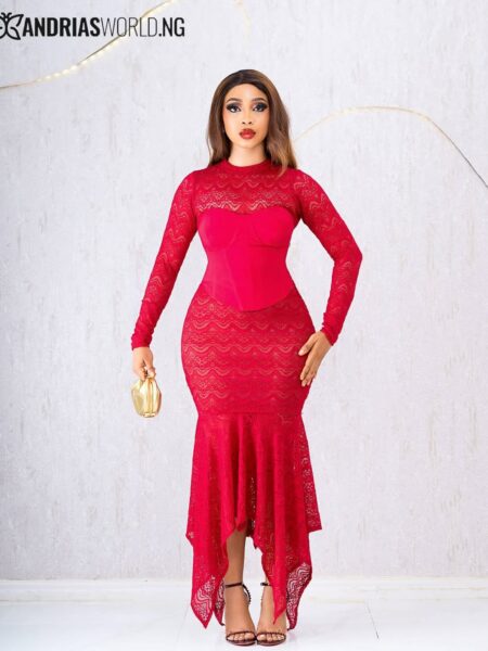 Red corset lace dress