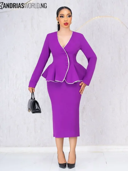 Purple peplum skirt set