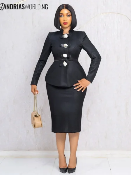 Black Scuba net skirt set