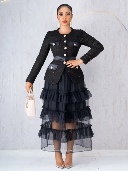 Black Tweed Jacket and Tulle skirt