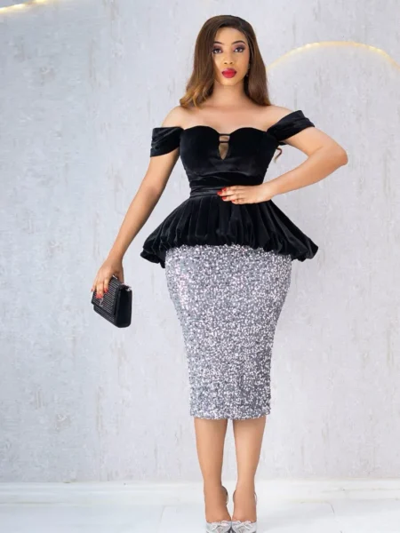 Black sequin Skirt Set