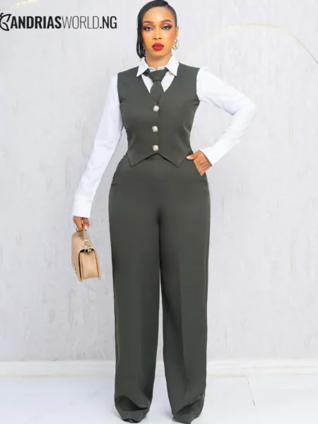Green four piece trouser set