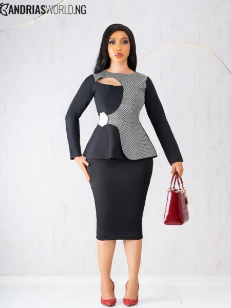 Black cut out houndstooth Skirt set