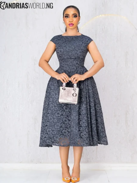Grey lace ball dress