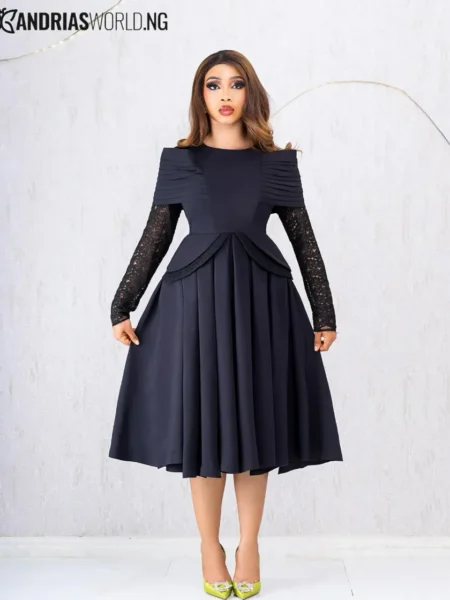Black Peplum Skater dress with lace