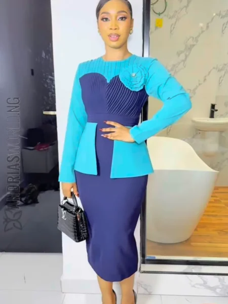 Blue and teal pleated Dress