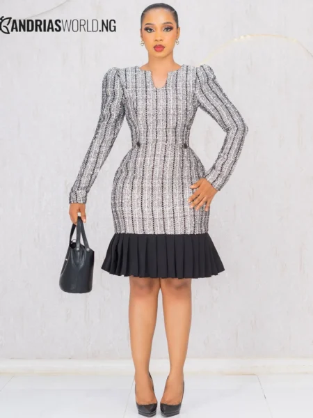 Silver and black tweed dress