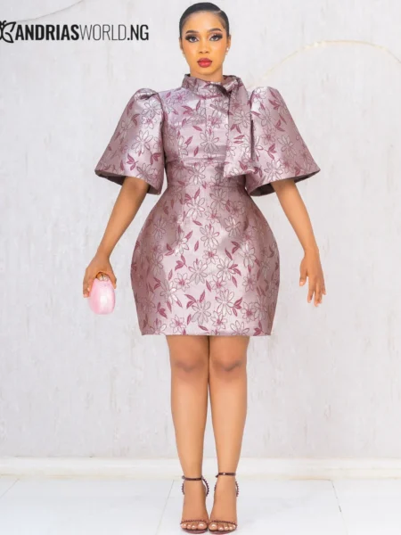 Wine floral damask dress