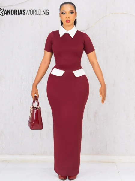 Wine and white maxi dress