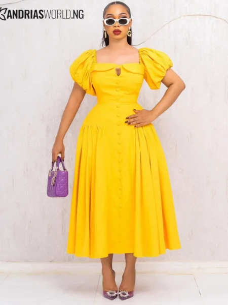 Yellow maxi skater dress