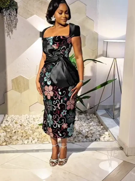 Black corset sequin dress