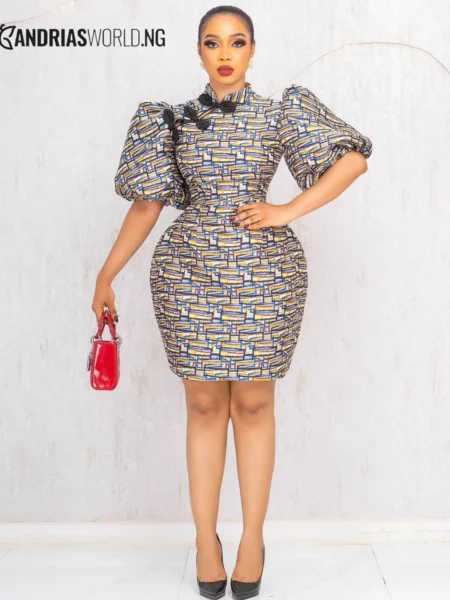 Multicolor A-shaped damask dress